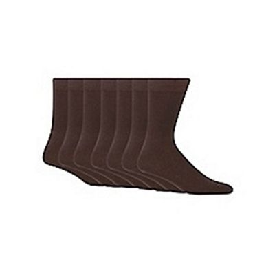 Pack of seven brown cotton blend socks